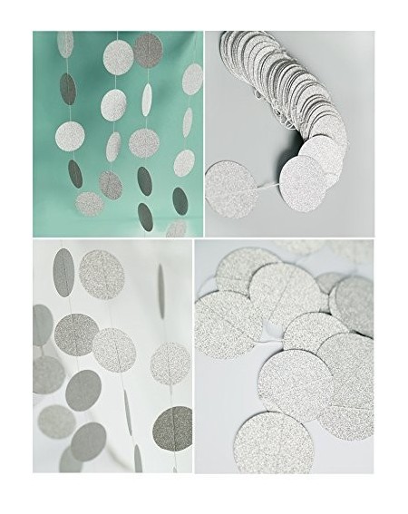 Banners & Garlands My Lifestyle 26Ft Set of 2 Circle Dots Paper Garland for Room Party Decorations Backdrop - (Silver-Glitter...