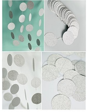 Banners & Garlands My Lifestyle 26Ft Set of 2 Circle Dots Paper Garland for Room Party Decorations Backdrop - (Silver-Glitter...