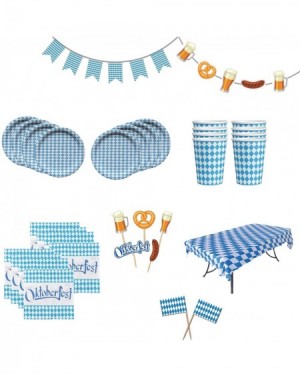 Party Packs Deluxe All-in-One Oktoberfest Party Pack Bundle for 8 Settings with Bavarian Decoration Deli Tableclothe- Plates-...
