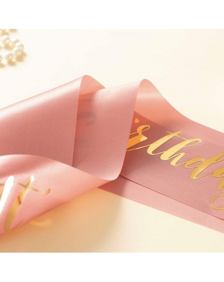 Favors Sweet 16 sash- Rose Gold Girl 16th Birthday Gifts Party Supplies- Pink Party Decorations - CJ18I36R79O $11.53