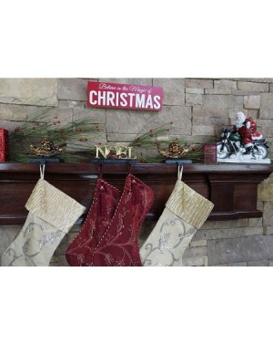 Stockings & Holders Cast Iron Noel Christmas Stocking Holder- Beautiful Gold Color Noel Hook with a Bright red Cardinal in Fr...