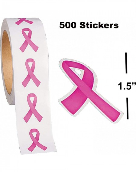 Party Favors Breast Cancer Awareness Stickers Rolls - 2 Huge Rolls Assorted Designs - 1000 Stickers Total - For Breast Cancer...