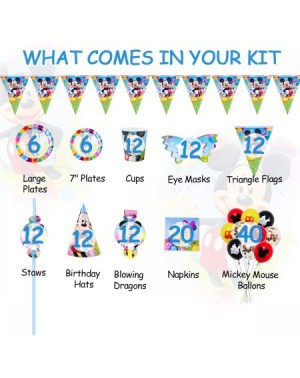 Party Packs Mickey Mouse Party Suppliers-135 Pieces Mouse Birthday Party Decorations for 12 Guest- Plates- Napkins- Cups- Str...