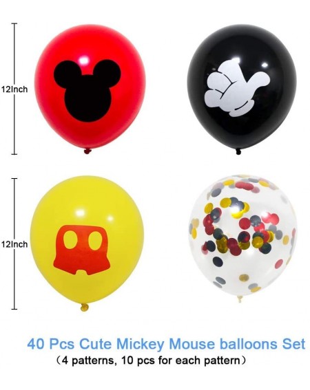 Party Packs Mickey Mouse Party Suppliers-135 Pieces Mouse Birthday Party Decorations for 12 Guest- Plates- Napkins- Cups- Str...