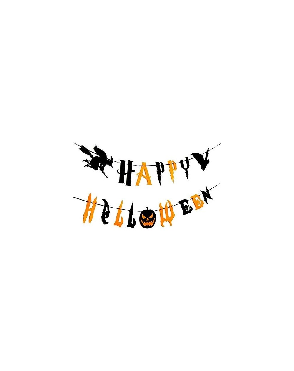 Banners Happy Halloween Banners- Pumpkin Witch Bat Bunting Indoor Outdoor Bedroom- Fireplace- Garden Halloween Party Decorati...