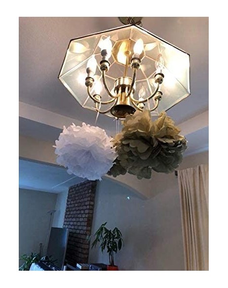 Tissue Pom Poms New Years Decorations 18 Piece Black Gold White Table & Wall Party Decorations Kit - Hanging Tissue Paper Pom...