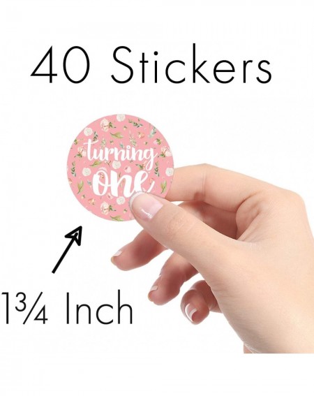 Favors Pink Floral 1st Birthday Thank You Stickers - 1.75 in - 40 Labels - C318QKW60RO $8.36