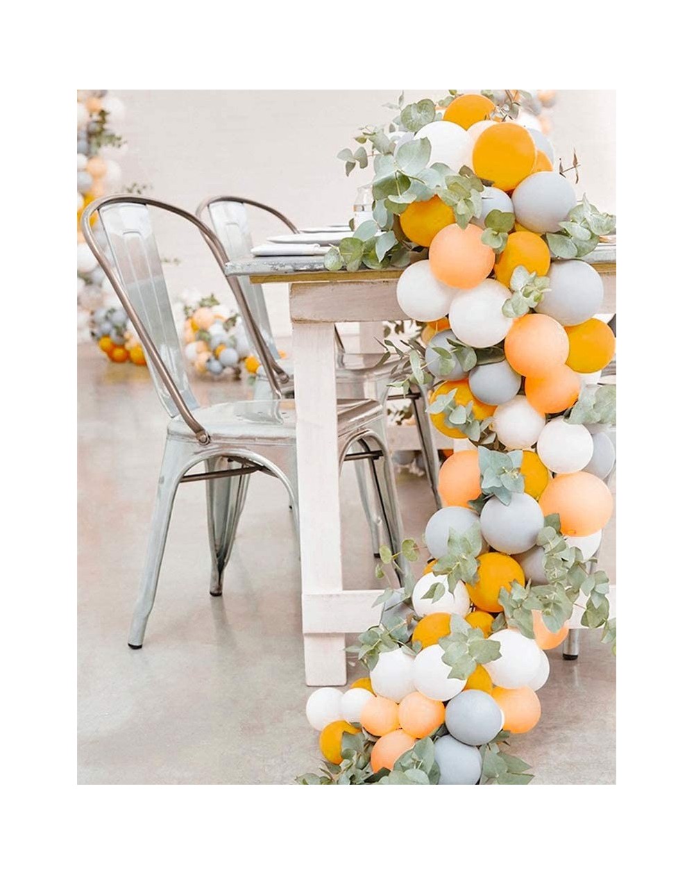 Balloons Gray and Orange Balloons- 80 pcs Matte Balloons- Pack of Gray Balloon- Peach Balloons- White Balloons- Orange Balloo...