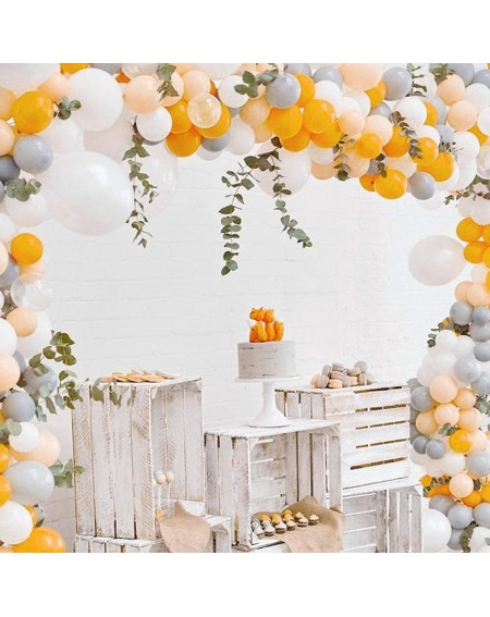 Balloons Gray and Orange Balloons- 80 pcs Matte Balloons- Pack of Gray Balloon- Peach Balloons- White Balloons- Orange Balloo...