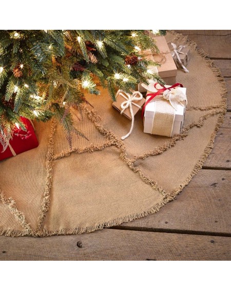 Tree Skirts Holiday Burlap Reverse Seam Tree Skirt- 48" Diameter- Natural Tan - C011LBKYMOZ $29.40