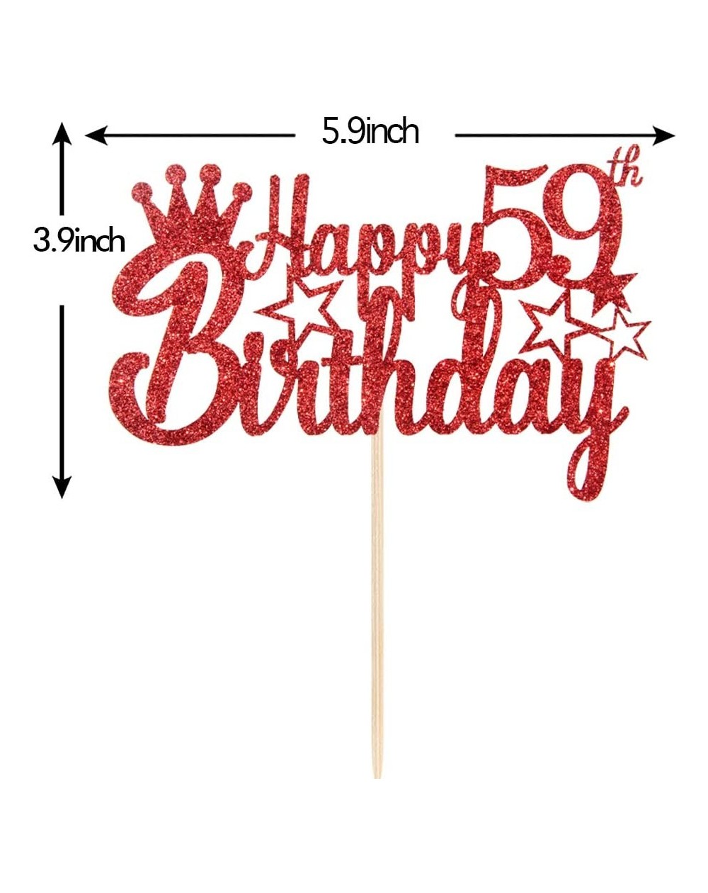 Red Glitter Happy 59th Birthday Cake Topper for Cheers to 59 Years/Girl ...