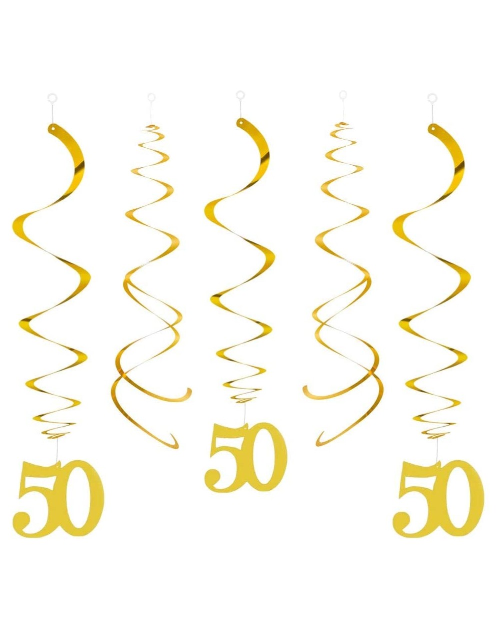 Banners & Garlands Gold 50 Swirl Number Hanging Spiral Dangling Whirls Ceiling Decorations for 50th Birthday Anniversary Part...