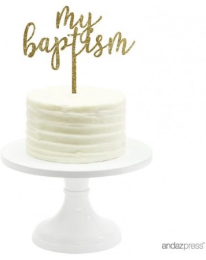 Cake & Cupcake Toppers Baby Baptism Acrylic Cake Toppers- Gold Glitter- My Baptism- 1-Pack - Baptism Gold - CT12LKG1R01 $17.98