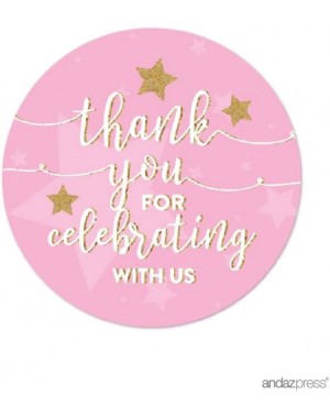 Favors Twinkle Twinkle Little Star Pink Baby Shower Collection- Round Circle Label Stickers- Thank You for Celebrating with U...