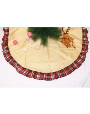 Tree Skirts Christmas Tree Skirt 48 Inch- Xmas Tree Mat Buffalo Plaid Burlap Knitted Rustic Christmas Holiday Festive Decorat...