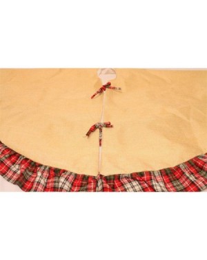 Tree Skirts Christmas Tree Skirt 48 Inch- Xmas Tree Mat Buffalo Plaid Burlap Knitted Rustic Christmas Holiday Festive Decorat...