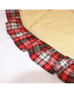 Tree Skirts Christmas Tree Skirt 48 Inch- Xmas Tree Mat Buffalo Plaid Burlap Knitted Rustic Christmas Holiday Festive Decorat...