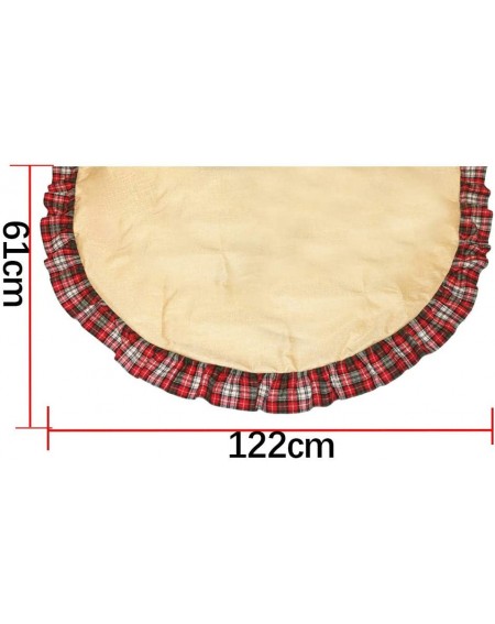 Tree Skirts Christmas Tree Skirt 48 Inch- Xmas Tree Mat Buffalo Plaid Burlap Knitted Rustic Christmas Holiday Festive Decorat...