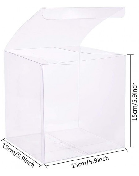 Favors 10PCS Clear Wedding Favour Boxes 6x6x6 Square PVC Transparent Gift Boxes for Candy Chocolate Valentine - 6x6x6" - C919...