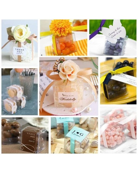 Favors 10PCS Clear Wedding Favour Boxes 6x6x6 Square PVC Transparent Gift Boxes for Candy Chocolate Valentine - 6x6x6" - C919...