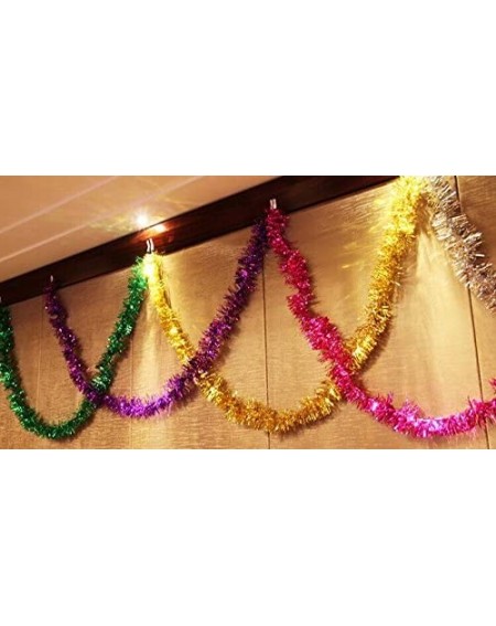 Garlands Elegant Hanging Sparkly Tinsel Garland- 5 Pcs- Each 3 Inch W x 6 Feet L- Holiday Decoration (Gold) - Gold - CA12O2QM...