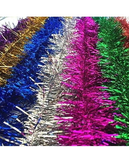 Garlands Elegant Hanging Sparkly Tinsel Garland- 5 Pcs- Each 3 Inch W x 6 Feet L- Holiday Decoration (Gold) - Gold - CA12O2QM...