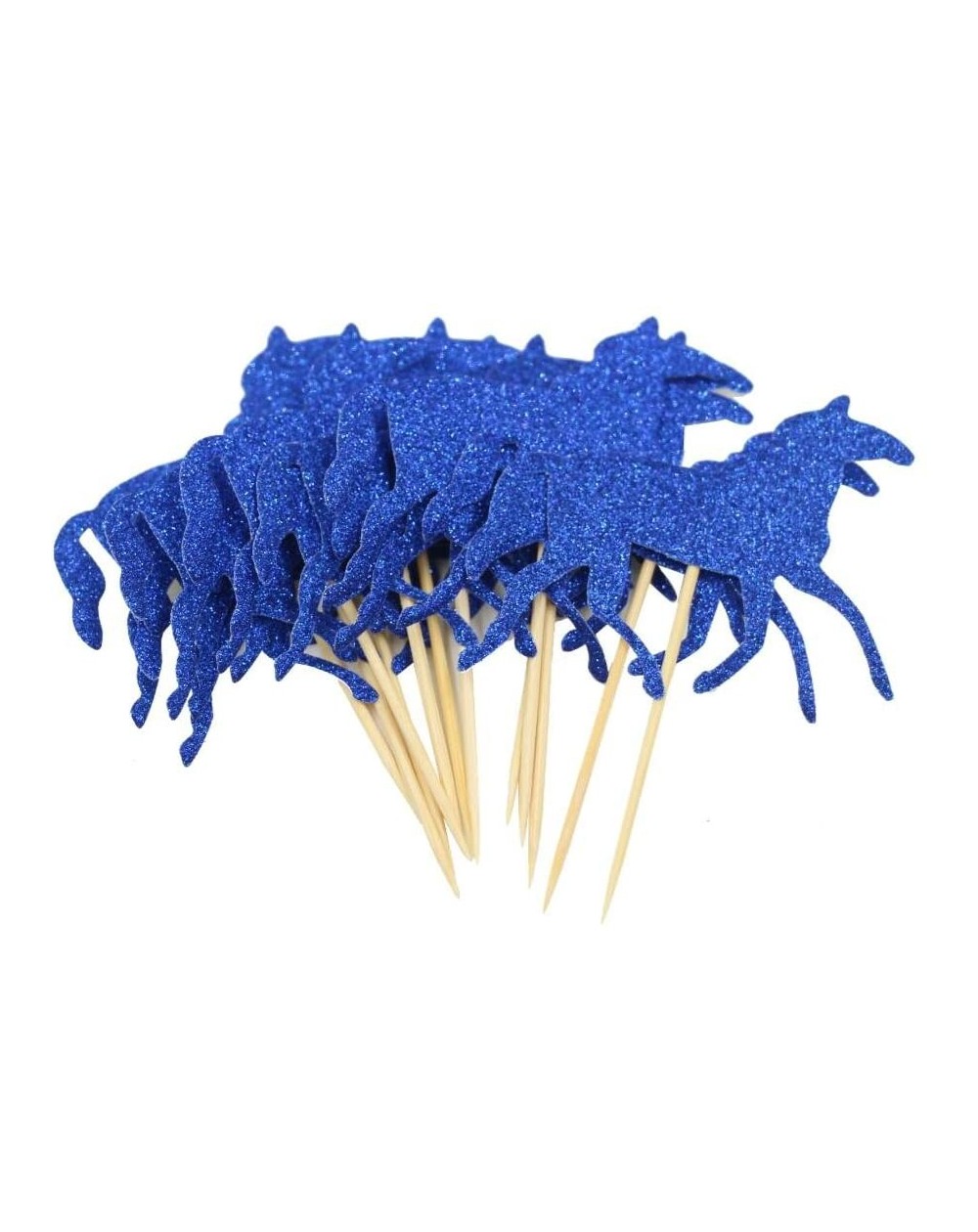 Cake & Cupcake Toppers Glitter Royal Blue Running Horse Toppers Children Birthday Party Decor Pack of 24 - C117XE070Q8 $8.20