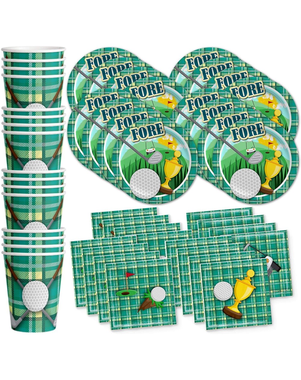 Party Packs Golf Sports Birthday Party Supplies Set Plates Napkins Cups Tableware Kit for 16 - CX197NDN968 $18.44