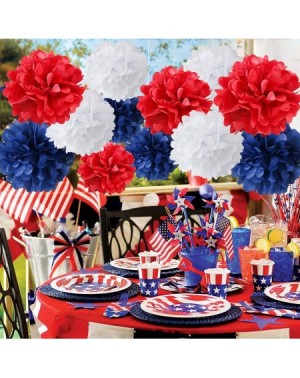 Tissue Pom Poms HappyField 4th of July Party Patriotic Decorations Nautical Party Decorations 12PCS Navy Blue White Red Tissu...