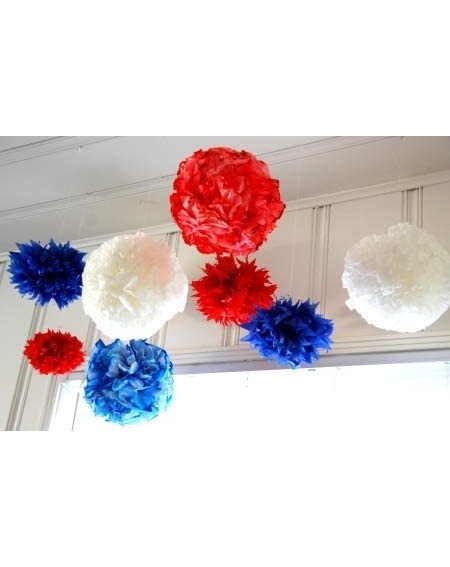 Tissue Pom Poms HappyField 4th of July Party Patriotic Decorations Nautical Party Decorations 12PCS Navy Blue White Red Tissu...