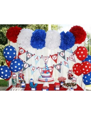 Tissue Pom Poms HappyField 4th of July Party Patriotic Decorations Nautical Party Decorations 12PCS Navy Blue White Red Tissu...