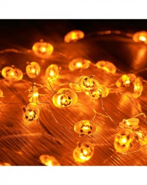 Indoor String Lights Halloween Pumpkin String Lights- 40 LED 10 ft 8 Modes Battery Powered Fairy Lights with Remote Timer- Fl...