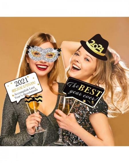 Photobooth Props 2021 New Years Eve Photo Booth Props Kit(50Pcs)- Funny Happy New Year Photo Booth with Stick for Adult Kids ...