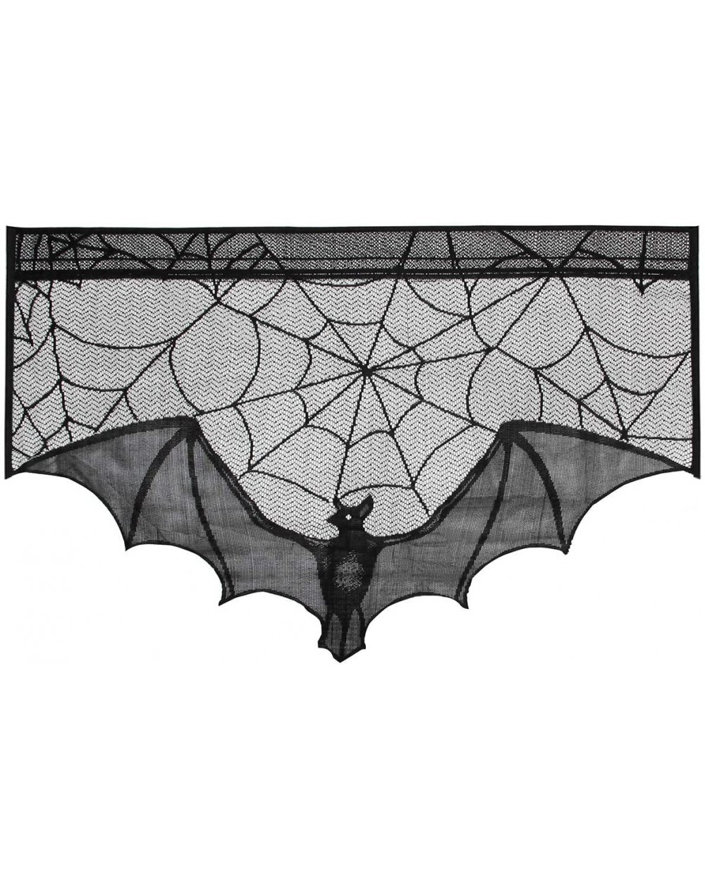 Tablecovers Halloween Window Decorations- Black Lace Bat Fireplace Mantels Valances Covers- Halloween Decorations for Festive...