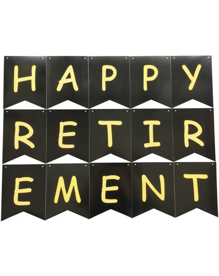 Banners & Garlands Happy Retirement Banner Party Decorations Garland Black and Gold Hanging Sign for Men Women Retired Photo ...