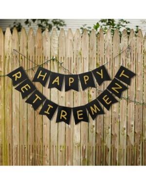 Banners & Garlands Happy Retirement Banner Party Decorations Garland Black and Gold Hanging Sign for Men Women Retired Photo ...