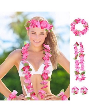 Favors 48Pcs Hawaiian Leis Luau Party Decorations- Tropical Hawaiian Dance Garland Floral Headband Bulk Flower Necklace for B...