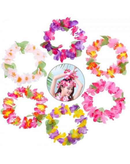 Favors 48Pcs Hawaiian Leis Luau Party Decorations- Tropical Hawaiian Dance Garland Floral Headband Bulk Flower Necklace for B...