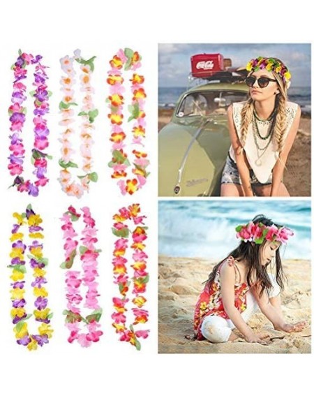 Favors 48Pcs Hawaiian Leis Luau Party Decorations- Tropical Hawaiian Dance Garland Floral Headband Bulk Flower Necklace for B...