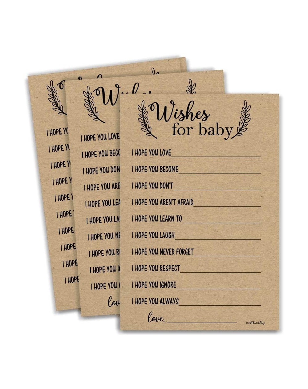 Favors 50 Kraft Rustic Wishes for Baby Cards - Baby Shower - Gender Neutral - Well Wishes for Boy or Girl - CM18A7E4AZ9 $9.50