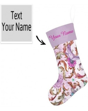 Stockings & Holders Christmas Stocking Custom Personalized Name Text Fantasy Purple Floral for Family Xmas Party Decor Gift 1...