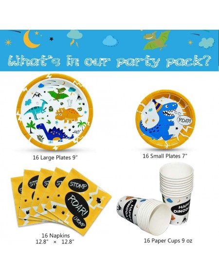 Party Packs Boys Dinosaur Party Tableware Set - Disposable Party Supplies for Kids Birthday Baby Shower Party Luncheon Dinner...