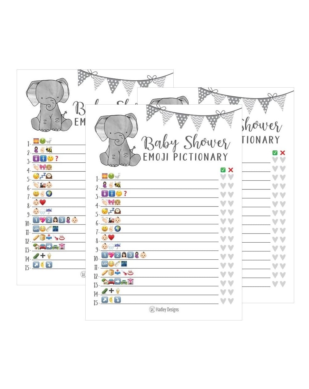 Party Games & Activities 25 Elephant Emoji Pictionary Baby Shower Games Ideas For Men- Women- Kids- Girls or Boys- and Couple...
