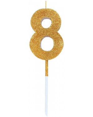 Cake Decorating Supplies Ultra Sparkle Gold Glitter Birthday Number 8 Candle - Cake Topper - 3.25" (8.25cm) - Nr 8 - 8 - CP19...