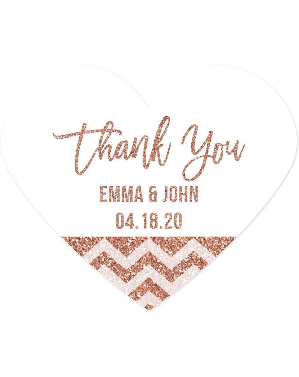 Favors Rose Gold Faux Glitter Wedding Party Collection- Personalized Heart Label Stickers- Thank You Anna & Steve January 4- ...