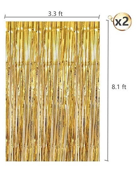 Photobooth Props Gold Tinsel Foil Fringe Curtain Party Backdrop Decorations for Graduation Birthday Wedding Engagement Bridal...