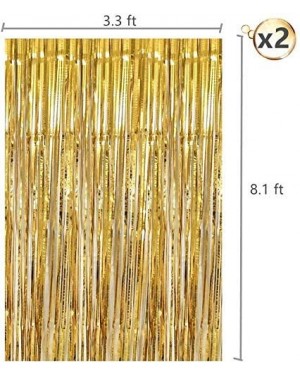 Photobooth Props Gold Tinsel Foil Fringe Curtain Party Backdrop Decorations for Graduation Birthday Wedding Engagement Bridal...