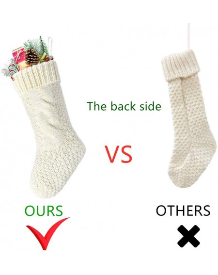 Stockings & Holders Pack 4-18" Unique Ivory White Knit Christmas Stockings - Ivory - CR1858CYMDE $25.50