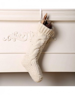 Stockings & Holders Pack 4-18" Unique Ivory White Knit Christmas Stockings - Ivory - CR1858CYMDE $25.50