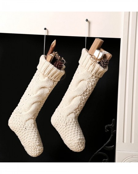 Stockings & Holders Pack 4-18" Unique Ivory White Knit Christmas Stockings - Ivory - CR1858CYMDE $25.50